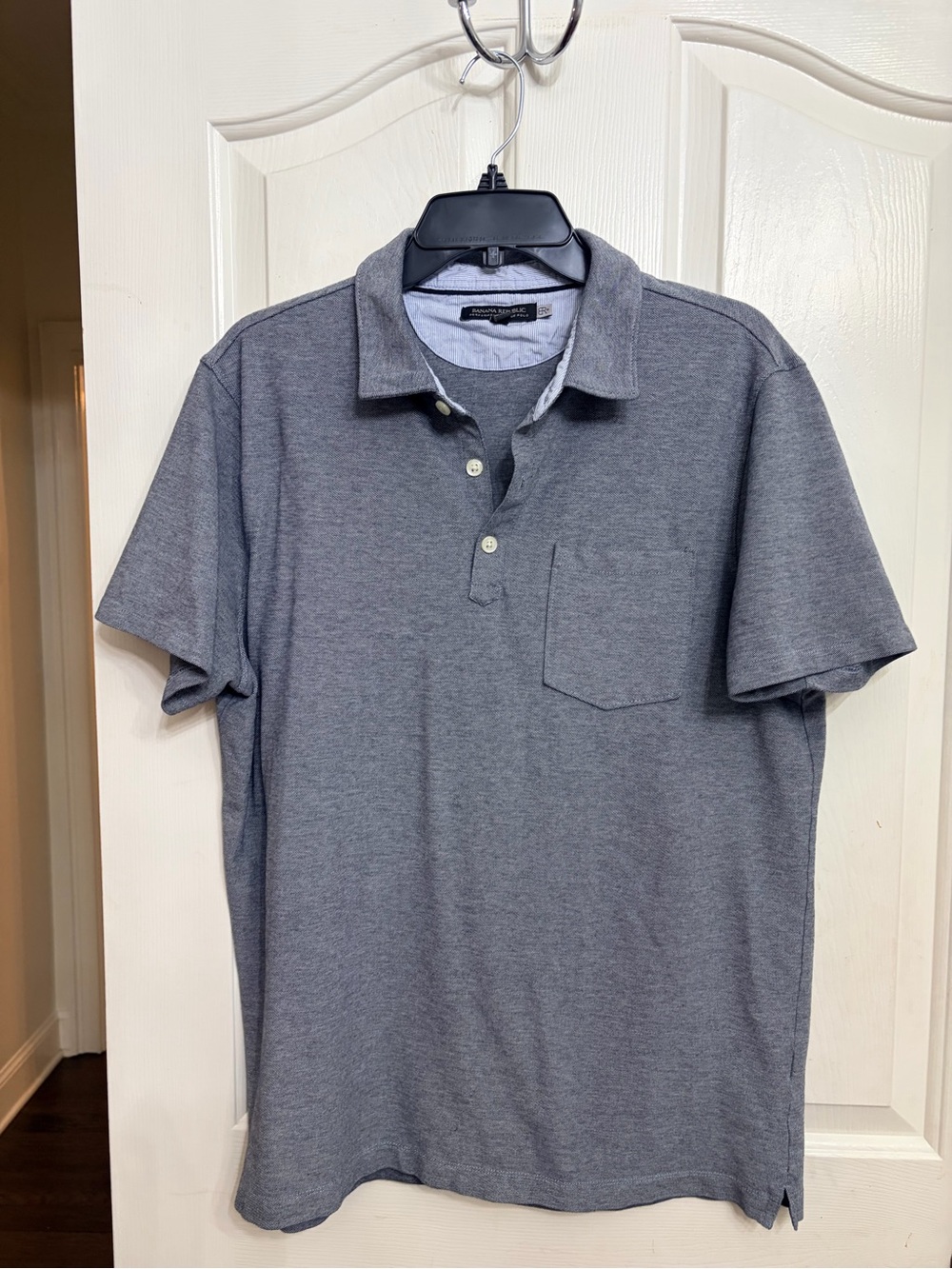 Men's Heather Blue Polo Shirt with Chest Pocket